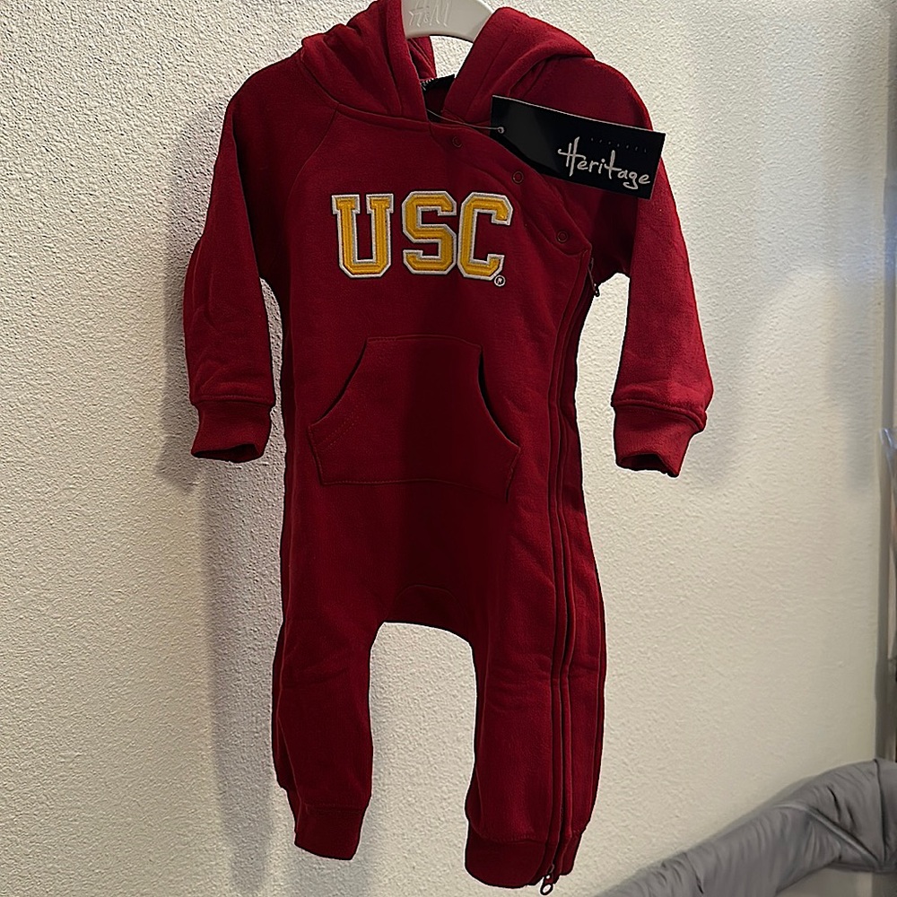 USC infant hooded sweater one piece, worn once.